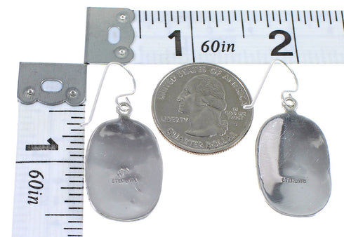 Southwestern Sterling Silver Turquoise Bear Hook Dangle Earrings QX69239